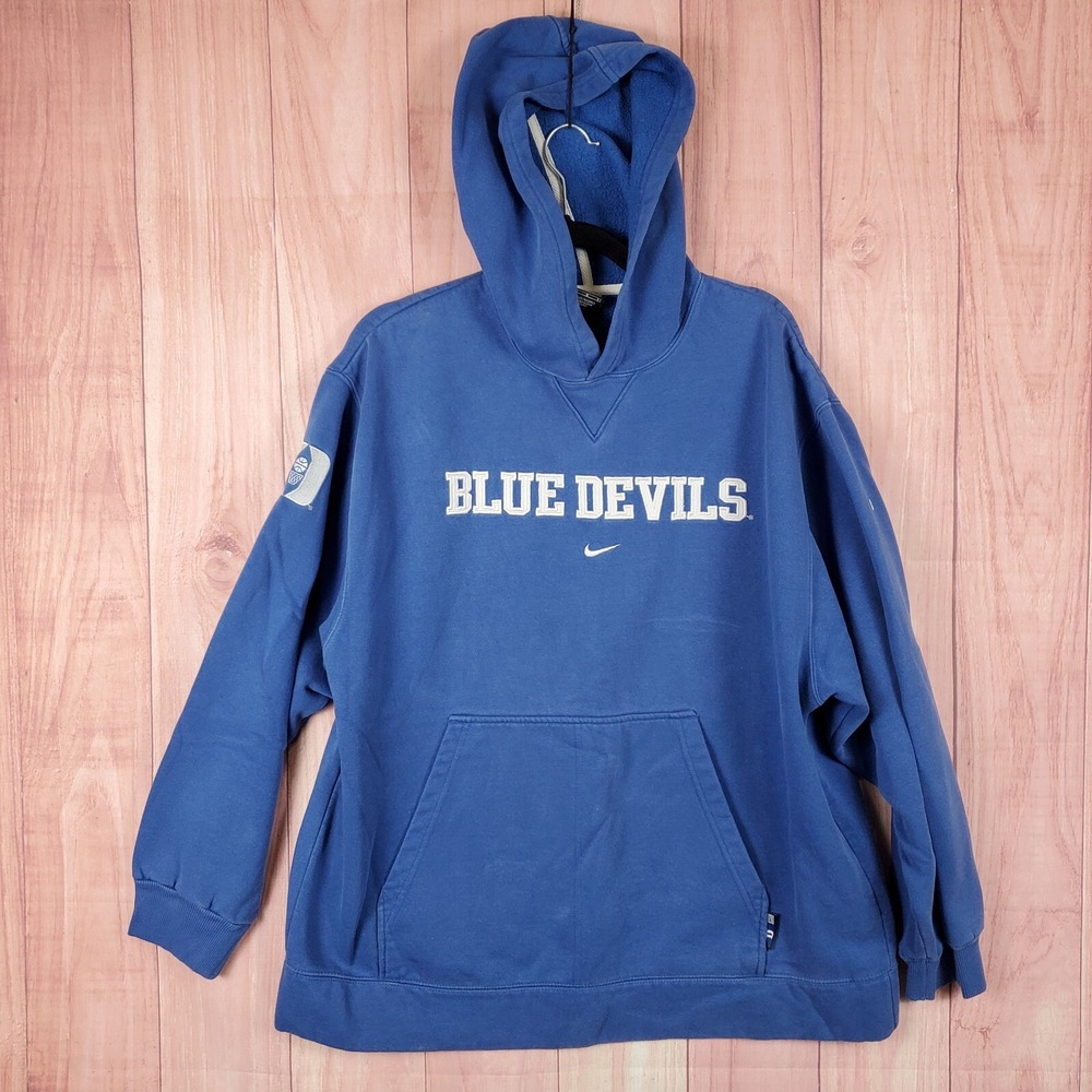 Nike Center Swoosh Sweatshirt Sz‎ Large Duke Blue Devils Hoodie Y2k